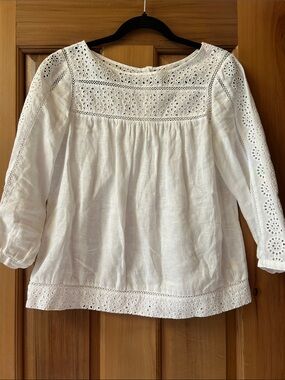 J. Crew White Eyelet Lace Tunic Top